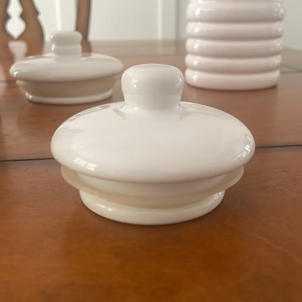 Crate & Barrel around White Porcelain Beehive Set